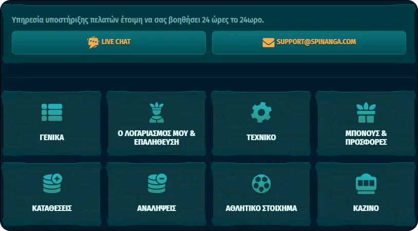 Βοήθεια με την σύνδεση στο Spinanga Casino